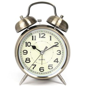 3 4-inch vintage bronze double bell alarm clock