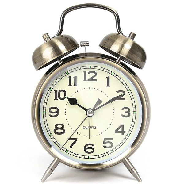 4-inch vintage bronze double bell alarm clock